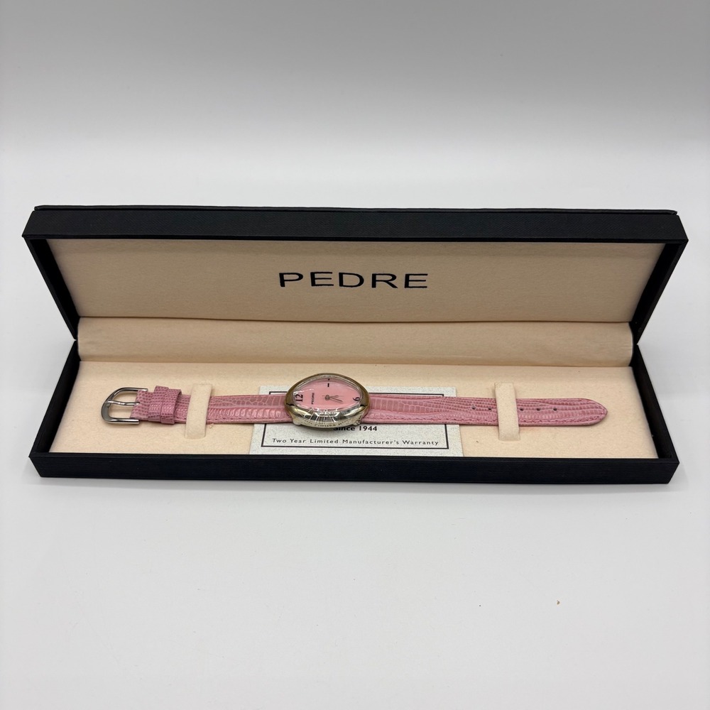 Pedre Watch 038080896 052 MOP Dial Leather Strap Womens NEW OS Pink Silver